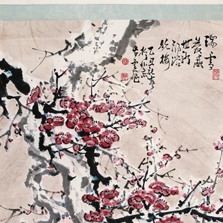 國畫-白雪紅梅(1985年)(79.5X63cm)立軸