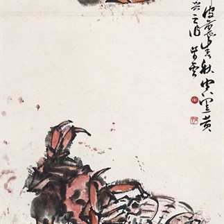 國畫-橫行一時如春夢(1976)(96X46cm)立軸