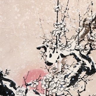 國畫-花中高士(1985年)(132X64cm)立軸