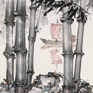 國畫-閩江情(1988年)(64X96cm)橫軸1500