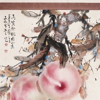 國畫-善者多壽(1986)(80X64.5cm)年立軸