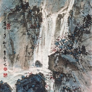 國畫-幽谷泉聲(1980年)(108X51cm)立軸