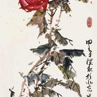 國畫-月季(1984年)(78X45cm) 立軸