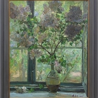 紫丁香 Purple Lilics，110x90cm，布面油畫 1977年