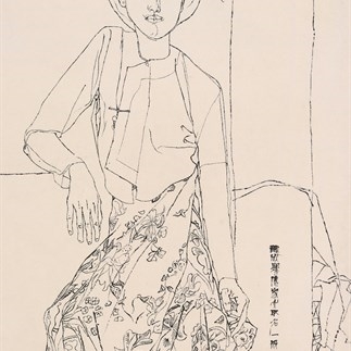 傣女一般像，Portrait of the Dai girl Yiban, Ink on Xuan paper 毛筆宣紙，68x95cm，1978秋