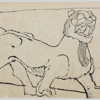 茂陵石獅速寫Sketch of Maoling Stone Lion，1981年，63x99cm，紙本水墨