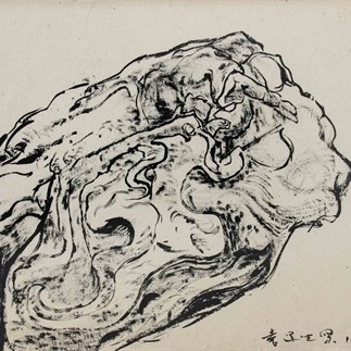 霍去病墓石像寫生Sketch of the stone statue in the tomb of Huo Qubing， 紙本水墨 50x80cm 1981