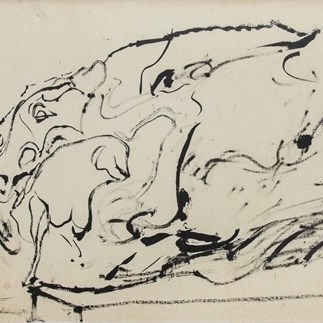 霍去病墓石獸Sketch of Stone Beast in Huo Qubing's Tomb， 紙本水墨 50x80cm 1981