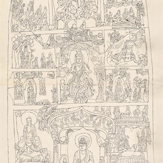 敦煌石窟白描 Sketch of Dunhuang 134x86cm，宣紙水墨1981