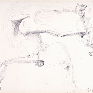 飛人，51x76cm，紙本素描，1985