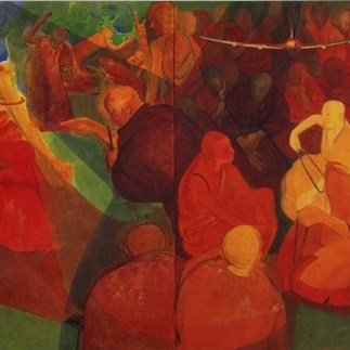 Ma Lu, Monks Debated Scriptures, mixed media, 200 x 640 cm (right half), 2006