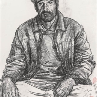 Wu Changjiang, Portrait of Wenxi, June 3, 2011; charcoal pencil on paper, 65×50cm（at Taheman, Xinjiang）