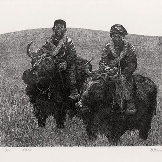 Wu Changjiang, Son of the Plateau, 1994; It won the Bronze at the 13th Nationhal Print Exhibition, 50×39cm