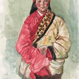 Wu Changjiang, Tibetan Girl Student No.2, August 5, 2004; watercolor, 76×56cm（on Guoluo Prairie)