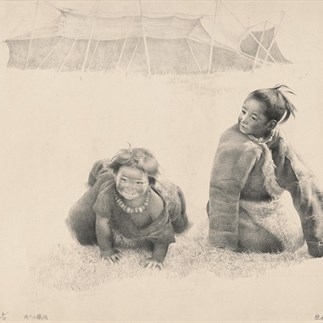 Wu Changjiang, Two Tibetan Children, 1982; lithograph, 65.3×86cm