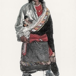 Wu Changjiang, Unfinished Portrait of a Young Man, August 21, 2010; watercolor, 187×112cm