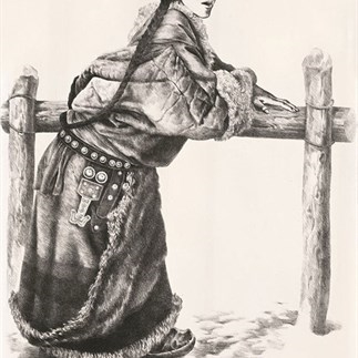 Wu Changjiang, Tibetan Girl No. 2, 1990; It won the Bronze of the National Print Exhibition, 88x66cm