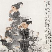 山羊綿羊花點(diǎn)點(diǎn) 136cm×68cm 2001