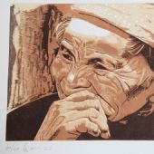 貴州人之三-People-From-Guizhou-彩色木刻-Color-wood---block-print-36.8x27.7cm-1988