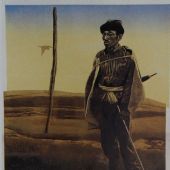 牧人-Herdsman-彩色木刻-Color-wood---block-print--51.7x43.5-cm-1988