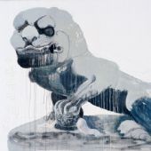 白塔寺石獅子（公）120x160cm--油畫、丙烯-2010--王玉平