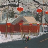 《雪打燈》-57.5x72.5cm--紙上丙烯、油畫棒-2013-王玉平