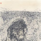 張家界畫屏山之二  37×26cm  紙本邁克筆土色  2007年