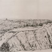 鎖陽城遺址圖  40×150cm  宣紙邁克筆土色  2000年