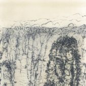 張家界畫屏山之一  37×26cm  紙本邁克筆土色  2007年