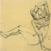 擺姿勢的紀(jì)錄  20×23cm  毛邊紙鋼筆  1988年