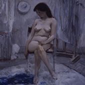 灰藍(lán)調(diào)子的女人體  80×80cm  油畫  1988年