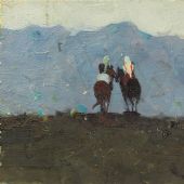 晚歸  22.8×33.8cm  紙板油畫 1961年