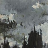 云暗雪山  29×22.5cm  紙板油畫  1962年