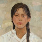 穿毛衣的姑娘（灰點） 43.6×33.7cm 紙板油畫 1973年