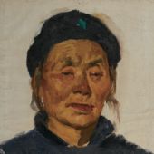 滿城縣老大娘 29.3×25.5cm 紙板油畫 1973年