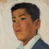 滿城縣小學(xué)生 29.9×25.4cm 紙板油畫 1973年