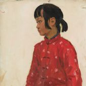 小民姑娘 54×39.2cm 紙板油畫 1978年