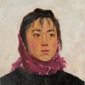 石姑娘保娥 32×41cm 紙板油畫 1975年