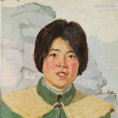 石姑娘連排長宋保先 51×38.3cm 紙板油畫 1975 年