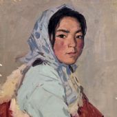 藏族少女  紙板油畫  1978  53.5cm×39.5cm