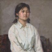 女中學(xué)生  亞麻布油畫  1982  78cm×56cm