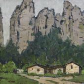 青巖山  亞麻布油畫  1981  40cm×50cm