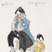 娘仨，69cm×46cm，國畫，2014 年