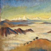 峨眉金頂眺雪山 布面油彩 38 cm×47 cm 1946 年