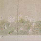 荷花屏風 27×54cm 紙本彩墨 1999年 自藏