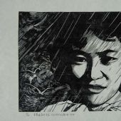 在暴風(fēng)雨里成長(zhǎng)25x35 黑白木刻 1979中央美院美術(shù)館藏