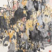 山花爛漫  宣紙·水墨設(shè)色 68.5X67.5 1991年