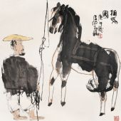 相馬圖  宣紙·水墨設(shè)色  68cmX68cm 1990年