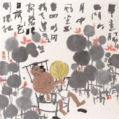 夏荷圖 宣紙·水墨設(shè)色 48.5cmX45cm 1987年