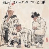 陽光下  宣紙·水墨設(shè)色  34cmX35cm 1992年